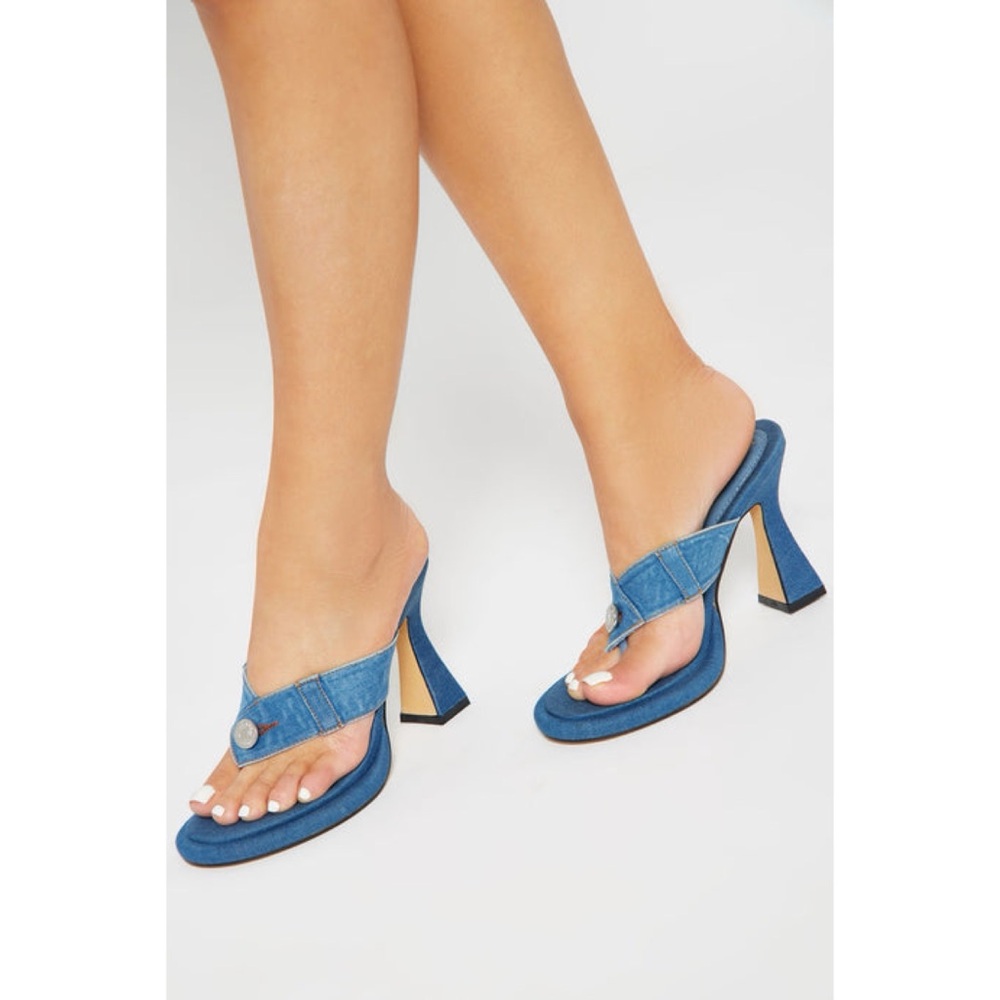 Denim Heeled Mules - Size 10 - Picture 4 of 14